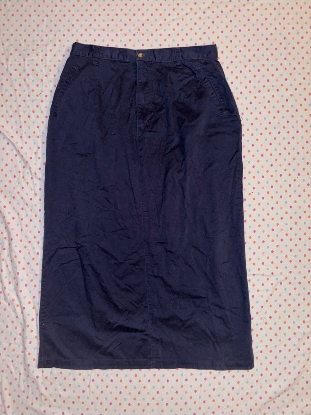 Cambridge Country Navy Blue Cotton Midi Pencil Skirt Women's Size 16 Classic